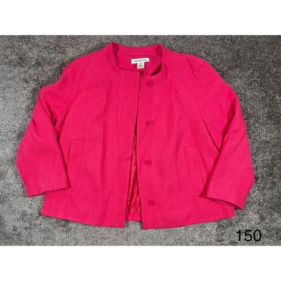 Liz Claiborne Jackets & Blazers - Liz Claiborne Blazer Jacket Womens Medium Pink Button Up Barbiecore Pockets Knit